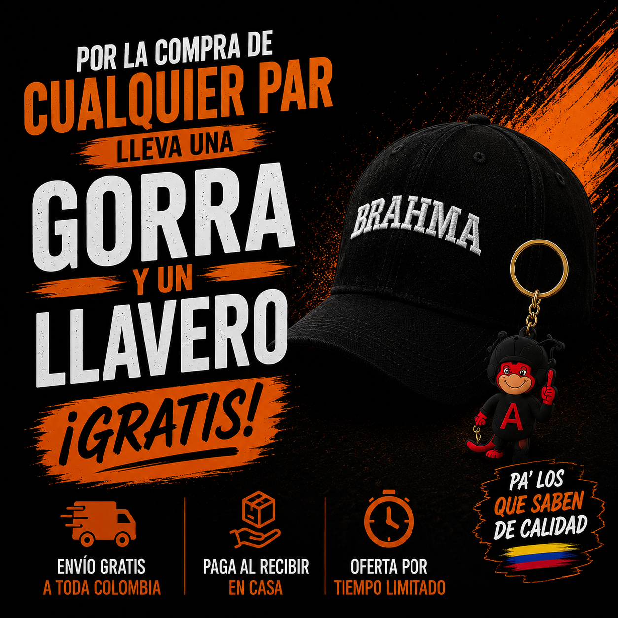 🔥 PROMO - Tenis Brahma Monster con 70% OFF + Gorra y Llavero Gratis 🎁
